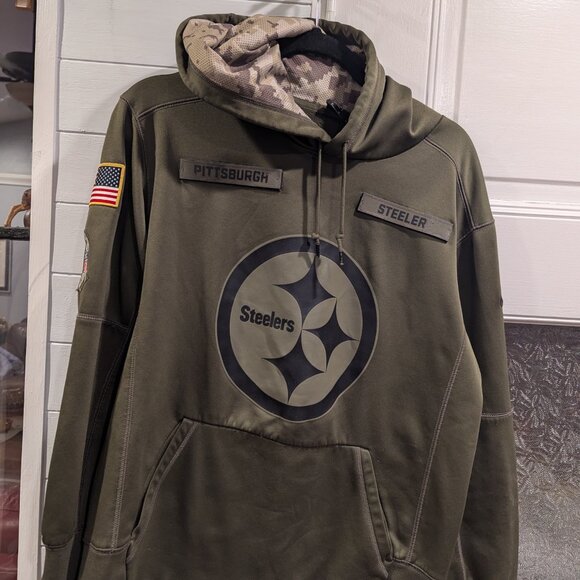 Pittsburgh Steelers Nike Salute to Service Therma Hoodie with American Flag Med. - Picture 4 of 12